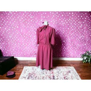 Doo Dads Vintage Pink Polka Dot Dress Womens Size 16